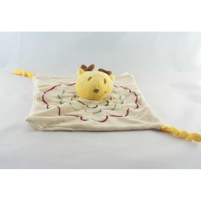 Doudou plat beige ecru ours POMMETTE