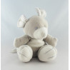 Doudou plat éléphant blanc écru écharpe grise TIAMO