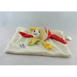 Doudou et compagnie plat ours arlequin blanc jaune rouge vert