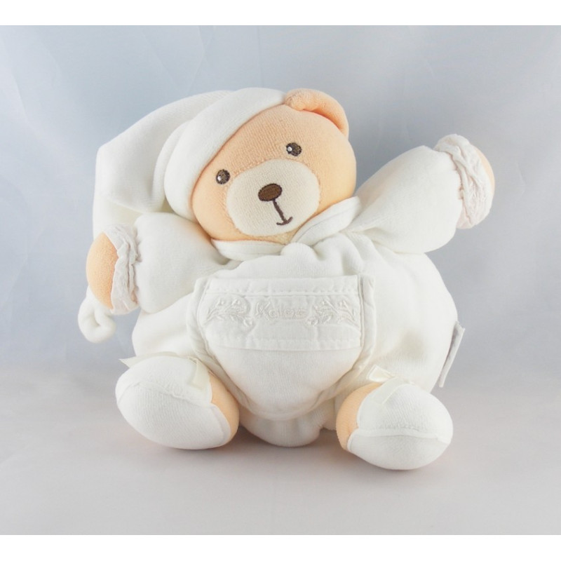 Doudou ours patapouf blanc feuilles dragée KALOO