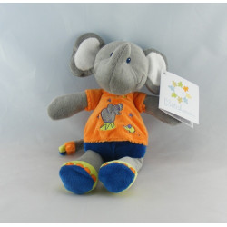 Doudou éléphant bleu orange étoile cirque NICOTOY