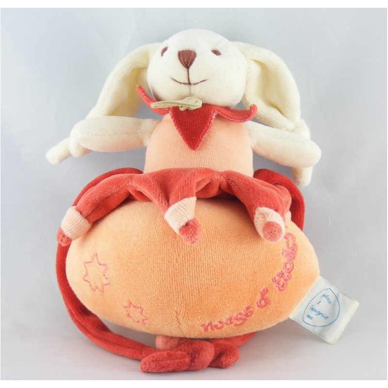 Doudou et compagnie lapin Bonnie étoile orange carambole