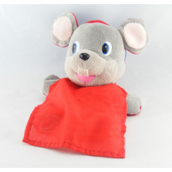 Doudou plat marionnette souris réversible rouge bleu SIGNAL
