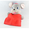 Doudou plat marionnette souris réversible rouge bleu SIGNAL
