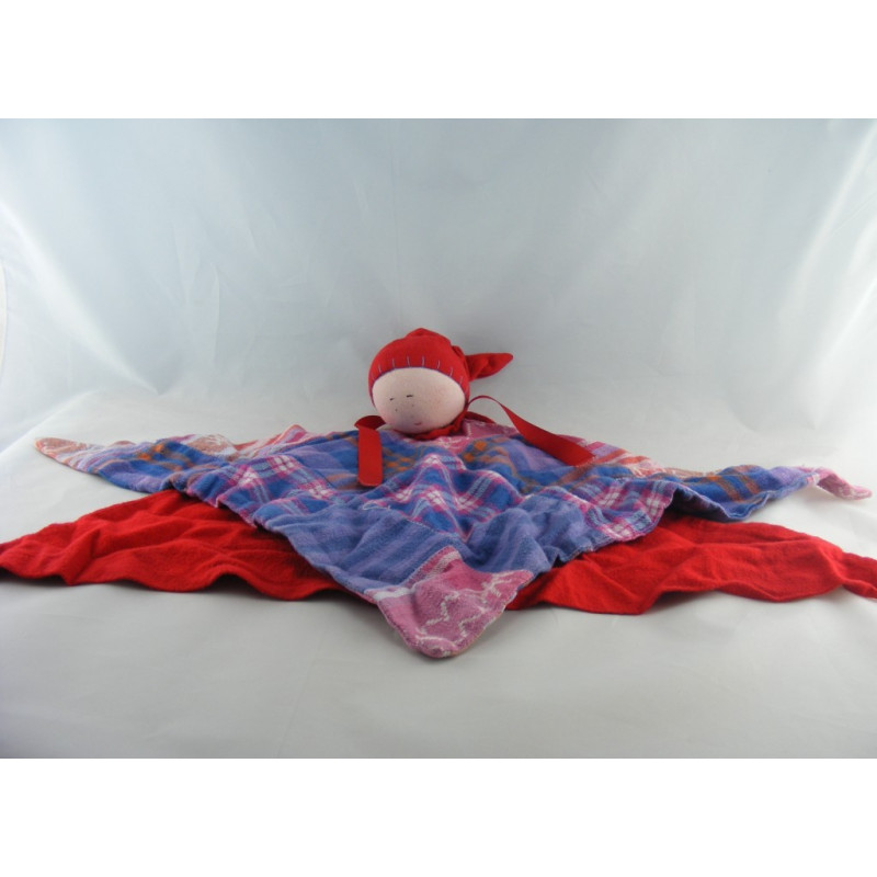 Doudou plat lutin bleu bonnet rayé KATHE KRUSE 