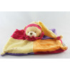 Doudou plat ours arlequin rouge jaune mauve BABY NAT