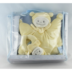 Doudou plat bébé à bord lutin vert ventouses KING BEAR 