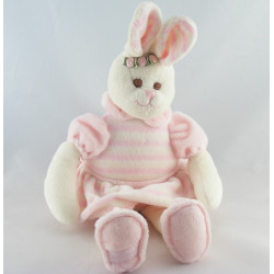 Doudou lapin blanc rose BUKOWSKI