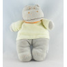 Doudou plat hippopotame gris vert BEBEREVE