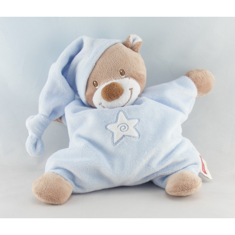 Doudou semi plat bleu ours étoiles NATTOU