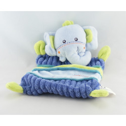 Doudou plat ours bleu vert Nicotoy 