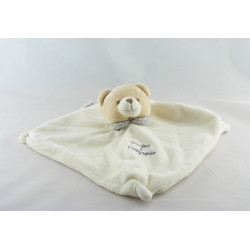 Doudou et compagnie plat carré ours écru blanc col gris