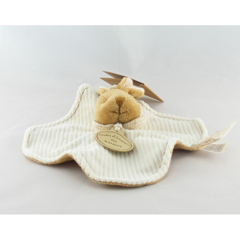 Doudou et compagnie bio plat lapin blanc marron fleur