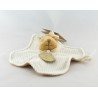 Doudou et compagnie bio plat lapin blanc marron fleur