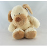 Doudou chien écru beige foulard rayé NICOTOY