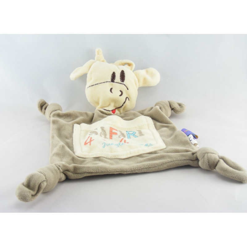 Doudou plat ours parme mauve rayé DEGROOTE