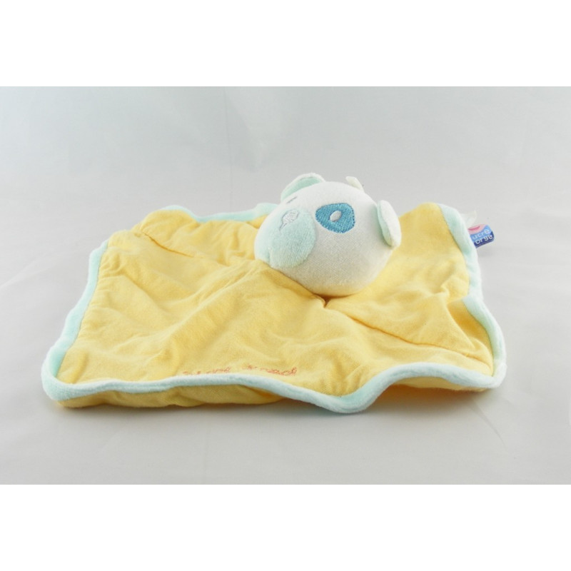 Doudou plat ours jaune tache orange SUCRE D'ORGE