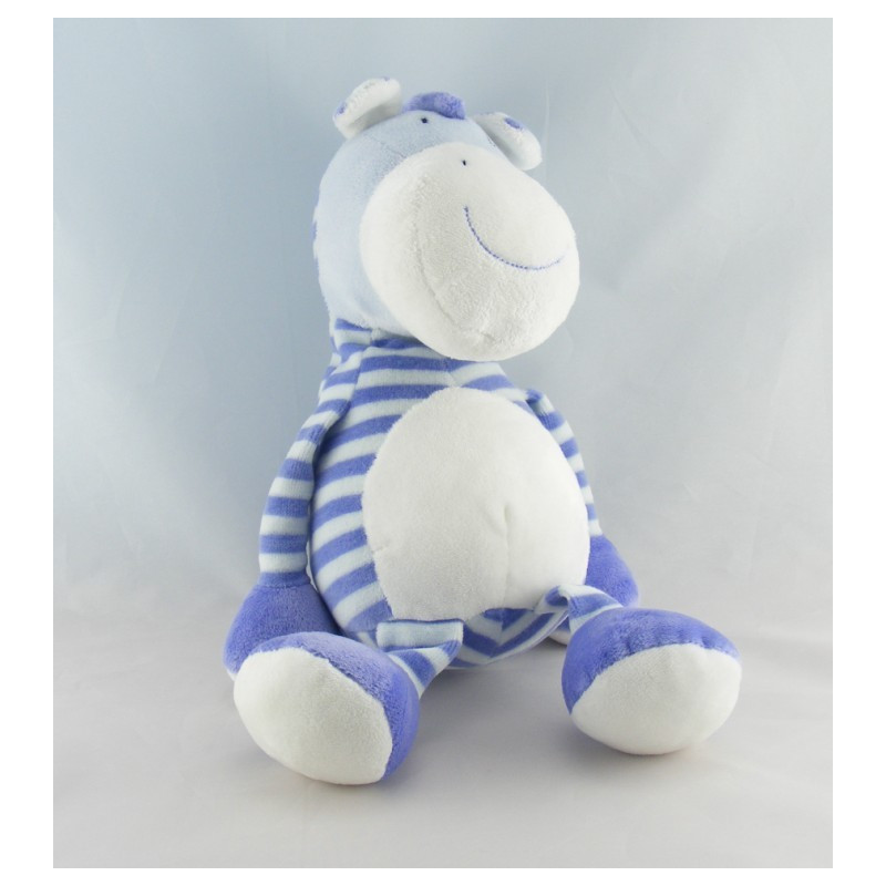 Doudou musical cheval zébre bleu rayé BABYSUN NURSERY