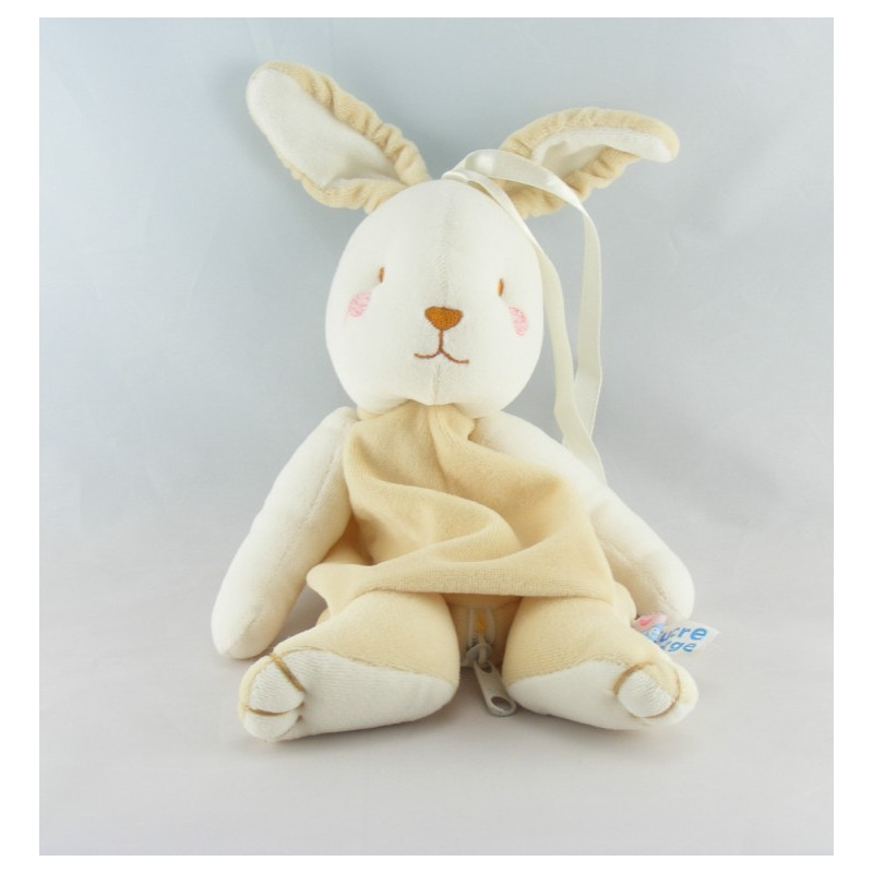 Doudou lapin beige blanc SUCRE D'ORGE