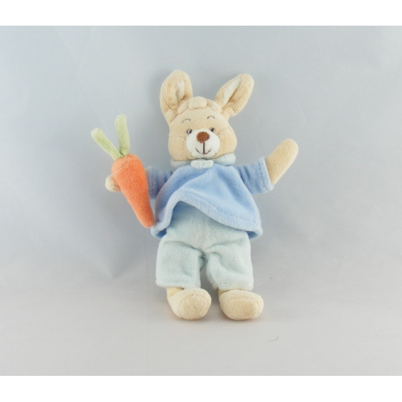 Doudou  lapin bleu avec carotte JOLLYBABY