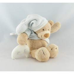 Doudou ours bleu ciel lune NATTOU avec attache