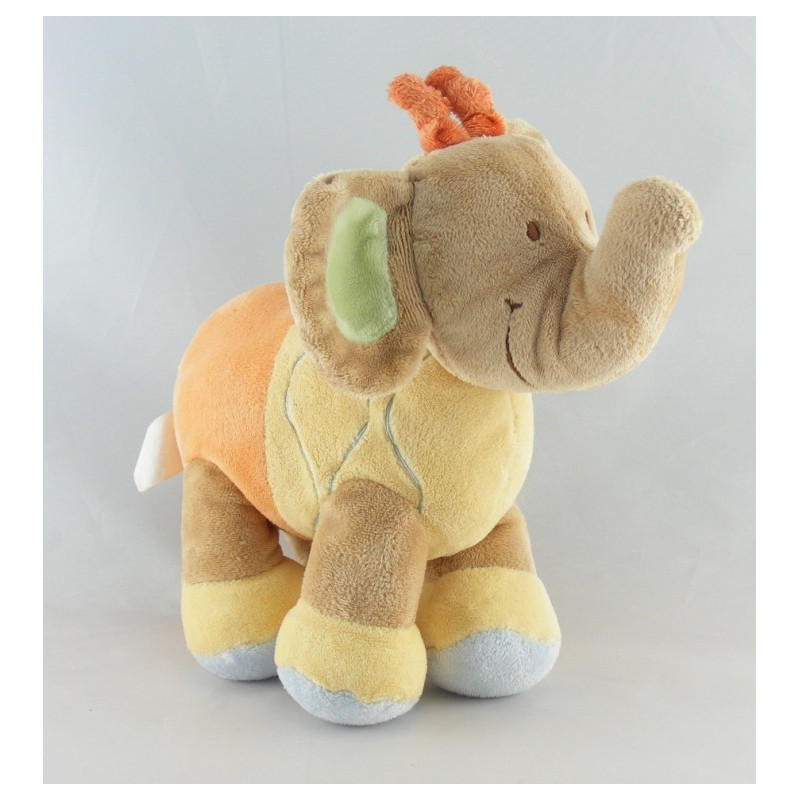 Doudou éléphant jaune orange NICOTOY