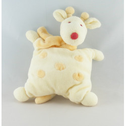 Doudou semi plat girafe jaune bleu JOLLYBABY