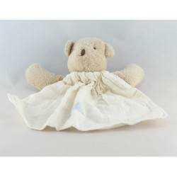 Doudou plat ours beige robe blanche TARTINE ET CHOCOLAT
