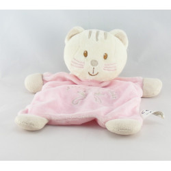 Doudou plat chat blanc bleu VETIR