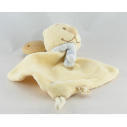 Doudou plat ours jaune foulard bleu  Tonton  NOUKIE'S