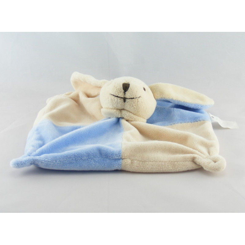 Doudou plat lapin jaune bleu CMP