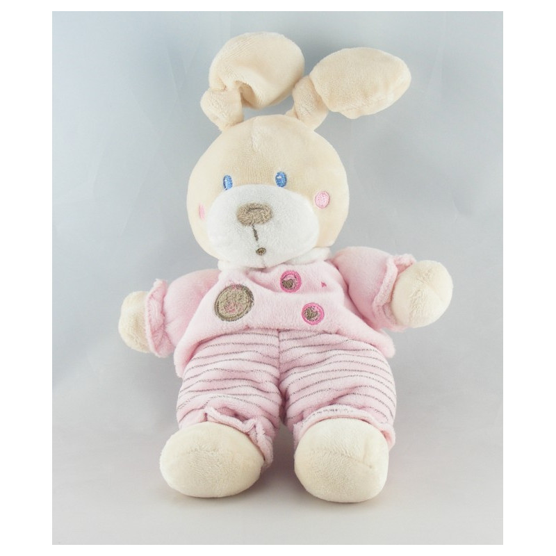 Doudou lapin bleu velours brodé KITCHOUN KIABI NICOTOY