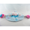 Doudou plat rond fleur rose mauve feuilles PETIT KIMBALOO