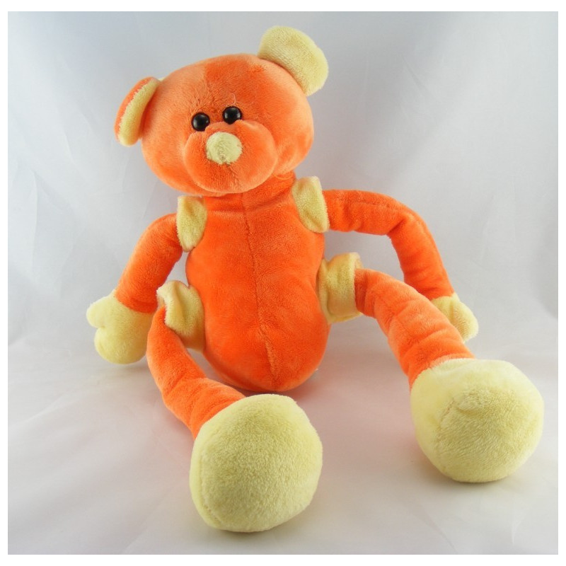 Doudou ours orange jaune bras jambes coulissant CMP