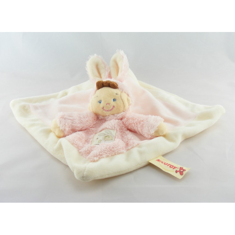 Doudou garçon déguisé en lapin blanc NICOTOY