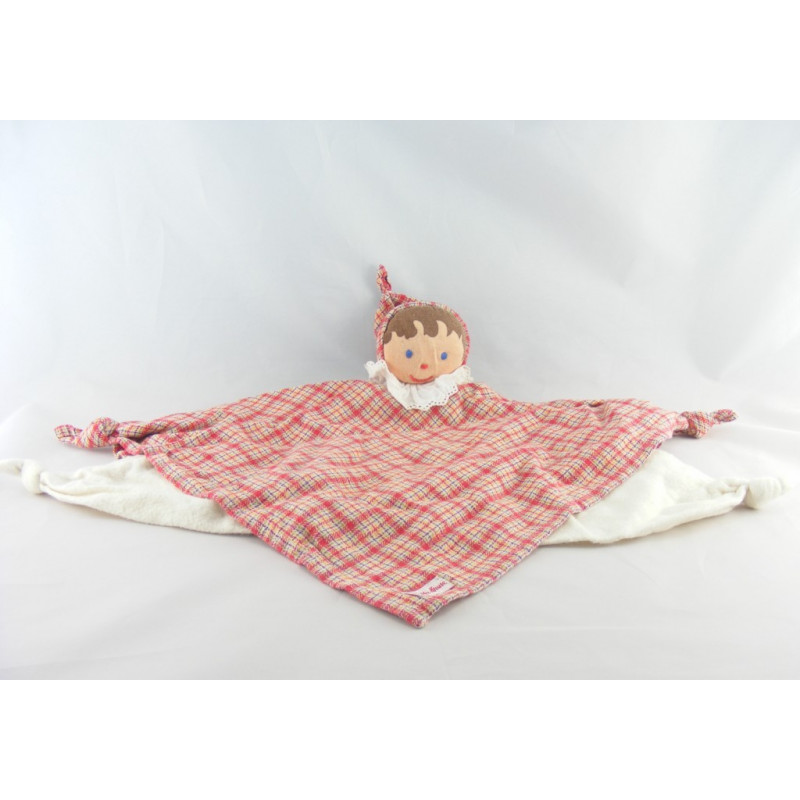 Doudou plat poupée lutin rouge bleu carreaux KATHE KRUSE 