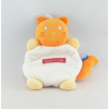 Doudou plat mouchoir rayé chat roux orange Sucre d'orge