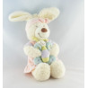 Doudou musical lapin blanc robe rose papillon TEX BABY