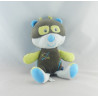 Doudou ours chat noir bleu vert  mouchoir Cajou SUCRE D'ORGE
