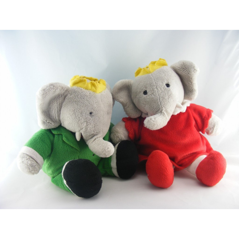 Peluche Eléphant Babar et Céleste intéractif LANSAY 