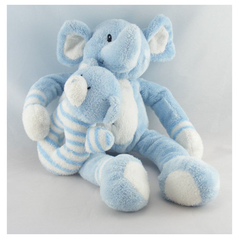 Doudou éléphant blanc vert poches AJENA