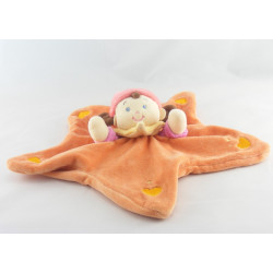 Doudou plat étoile lutin fille orange rose ORCHESTRA