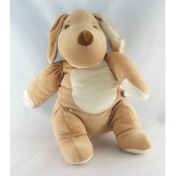 Doudou chien marron beige collier rouge SUCRE D'ORGE