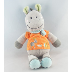 Doudou Zébre ane gris foulard bleu feuille NICOTOY