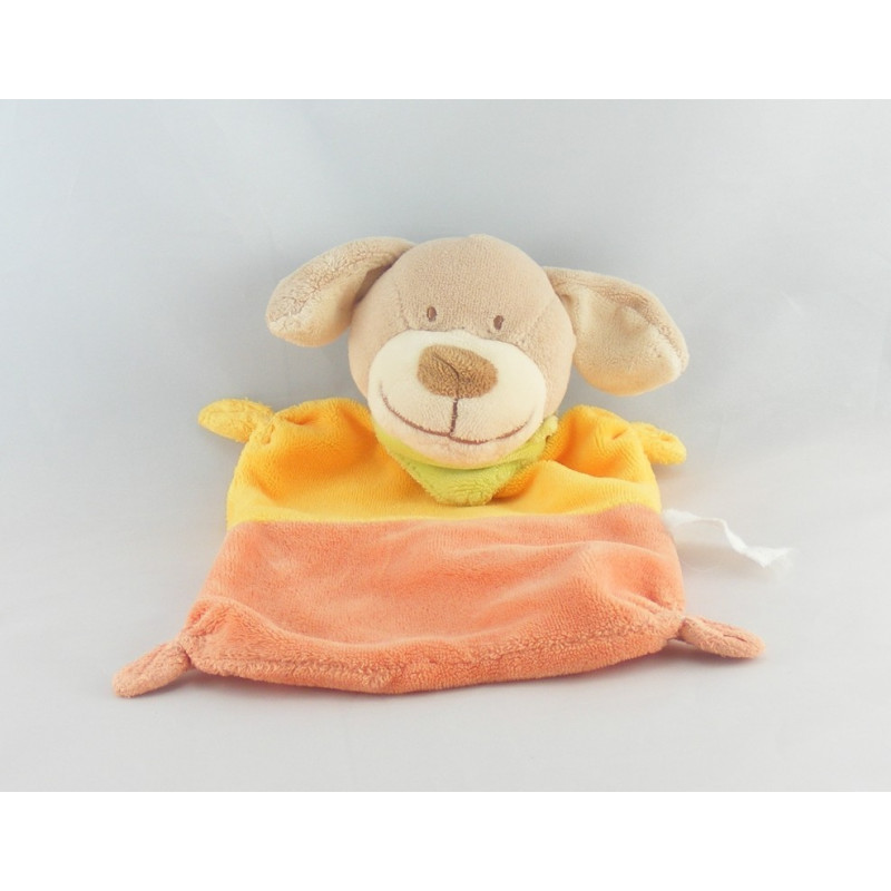 Doudou plat Chien jaune orange Nicotoy 