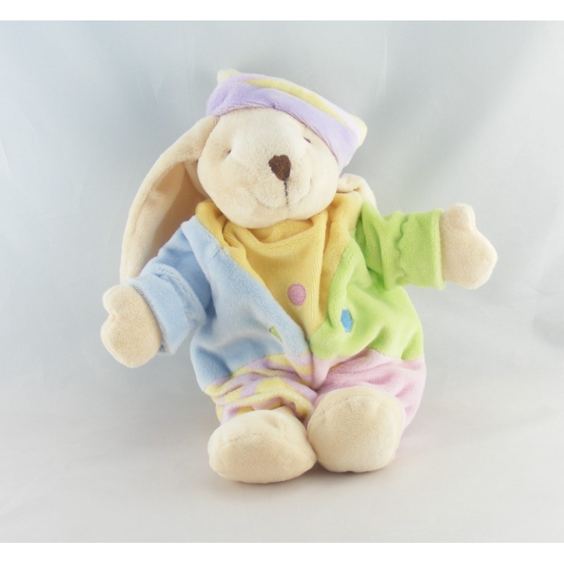 Doudou lapin rose bleu jaune formes CMP