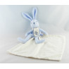 Doudou lapin bleu mouchoir ours brodés SUCRE D'ORGE