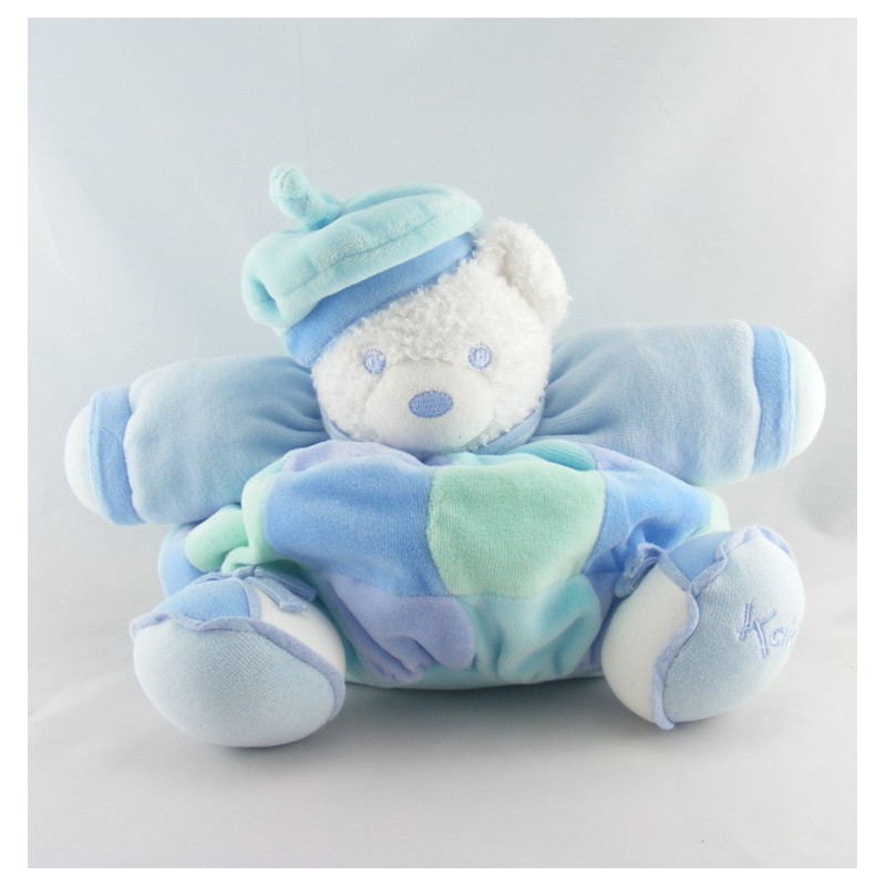 Doudou ours patapouf bleu avec béret Lagoon Lagon KALOO