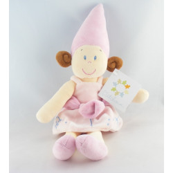 Doudou fille lutin fée rose tutu bonnet pointu NICOTOY