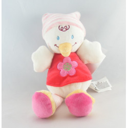 Doudou semi plat canard rose rouge avec sac NICOTOY
